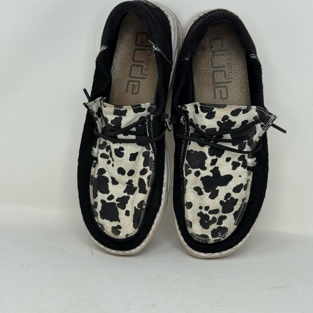 Hey Dude Wendy Boho Wild Cow Print Slip On Shoes Women Size 9 Quirky Footwear‎